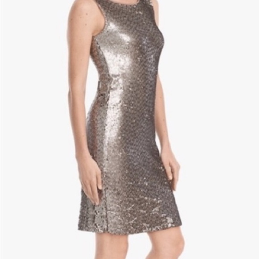 White House Black Market Metallic Sleeveless Mini Dress NWT size Large